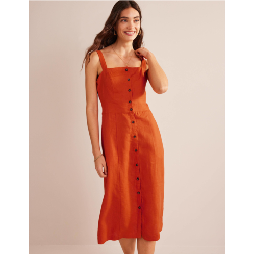Boden Strappy Linen Midi Dress - Kumquat