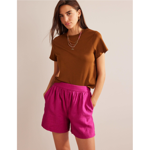 Boden Pull-on Linen Shorts - Rose Violet