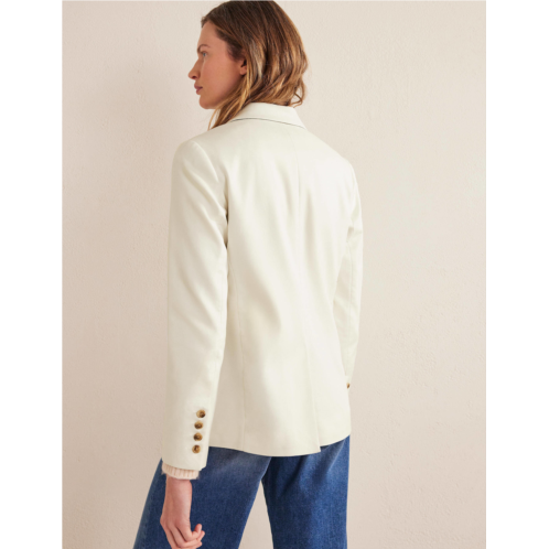 Boden Double Breasted Twill Blazer - Ivory
