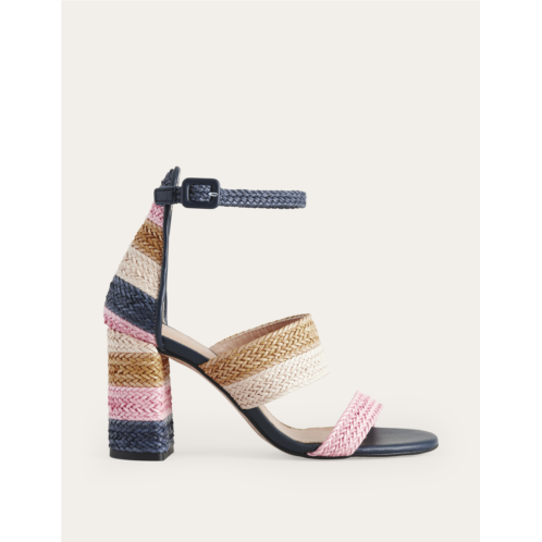 Boden Woven Striped Heeled Sandals - Multi