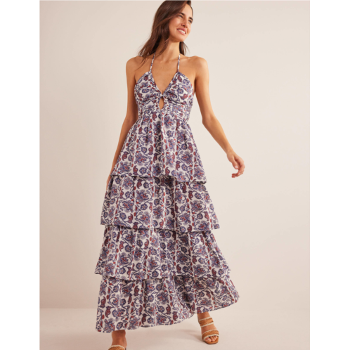 Boden Ruched Tiered Maxi Dress - Nightshadow Blue