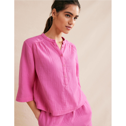 Boden Wide Sleeve Cheesecloth Top - Festival Pink