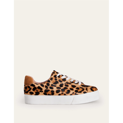 Boden Leather Flatform Sneakers - Leopard