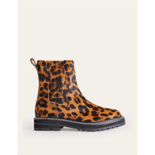 Boden Sadie Chunky Chelsea Boots - Leopard Pony Hair
