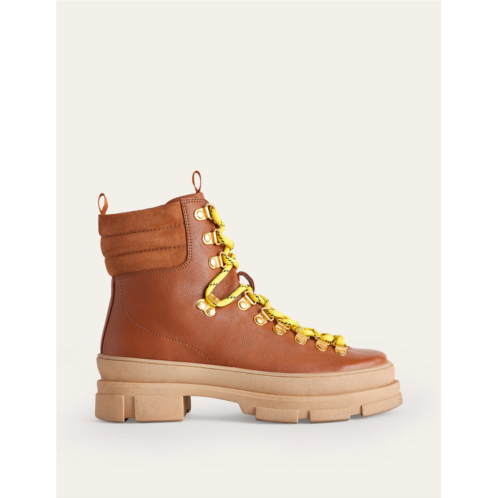 Boden Lace-up Hiker Boots - Honey Leather