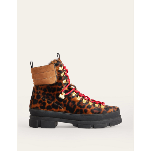 Boden Lace-up Hiker Boots - Leopard Pony