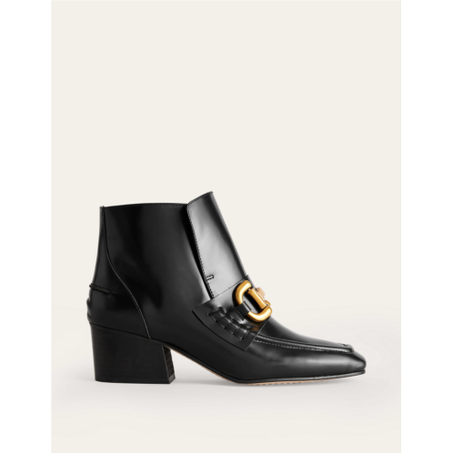Boden Snaffle-Trim Ankle Boots - Black Leather