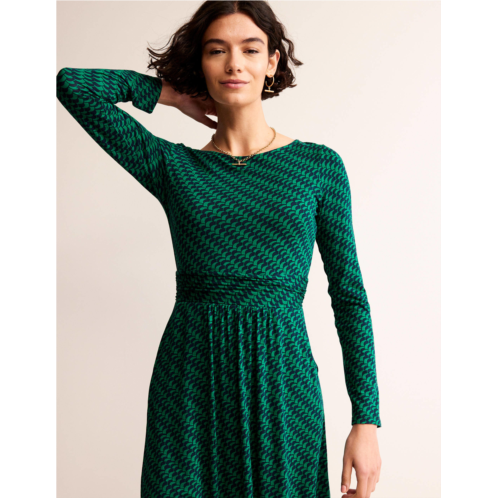 Boden Abigail Jersey Dress - Veridian Green, Geo Fall