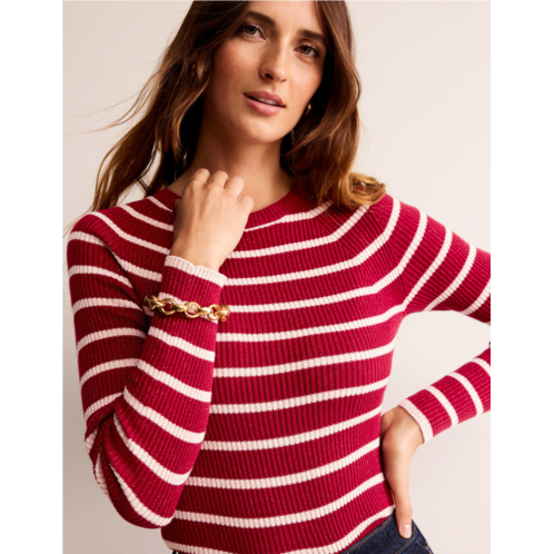 Boden Effie Sparkle Stripe Sweater - Red, Chalky Pink Stripe