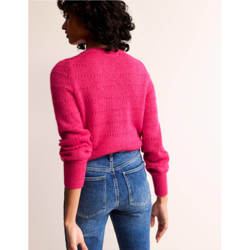 Boden Fluffy Textured Cardigan - Vibrant Pink