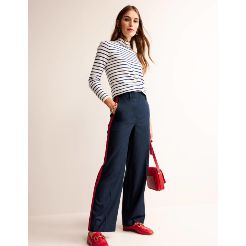 Boden Westbourne Wool Pants - Navy with Red Stripe