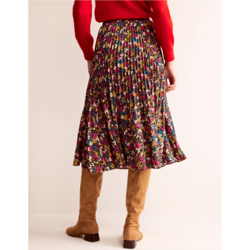 Boden Pleated Midi Skirt - Multi, Botanic Dawn