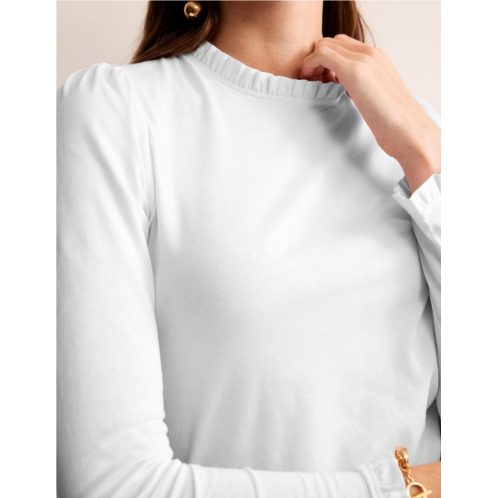 Boden Supersoft Frill Detail Top - White