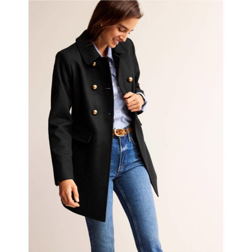 Boden Double-Breasted Wool Coat - Black