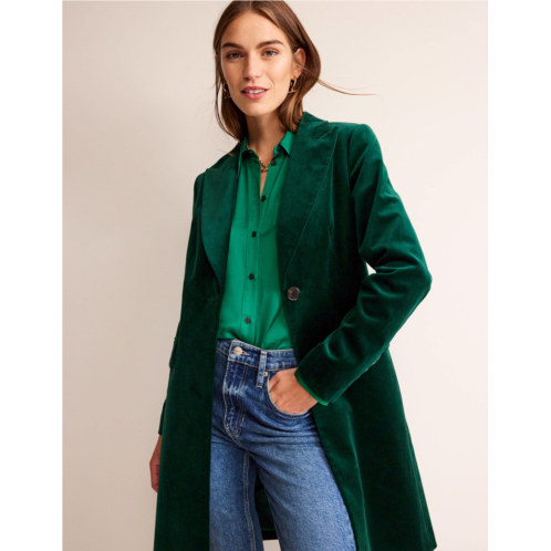 Boden Canterbury Velvet Coat - Emerald Night