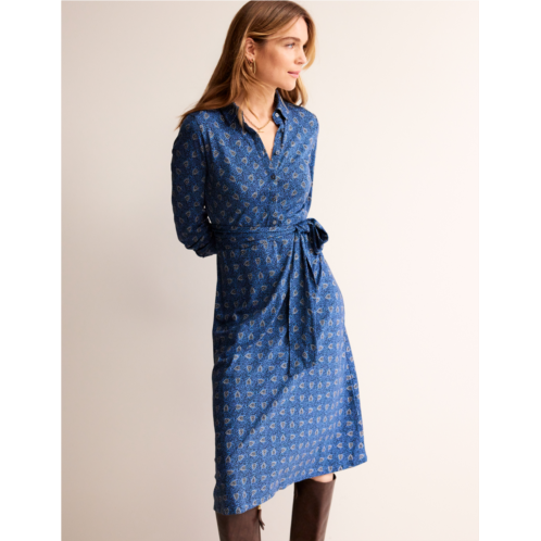 Boden Laura Jersey Midi Shirt Dress - Azure, Celosia Bud