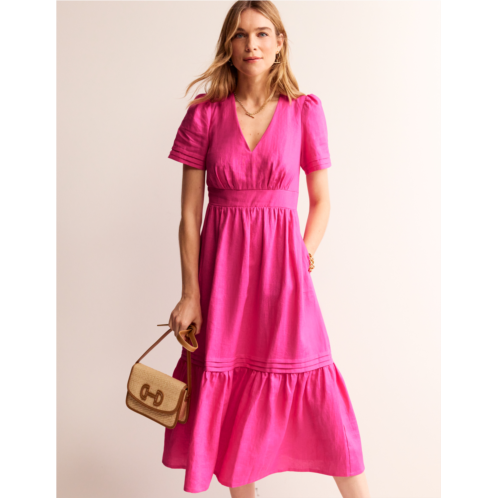 Boden Eve Linen Midi Dress - Pop Pansy