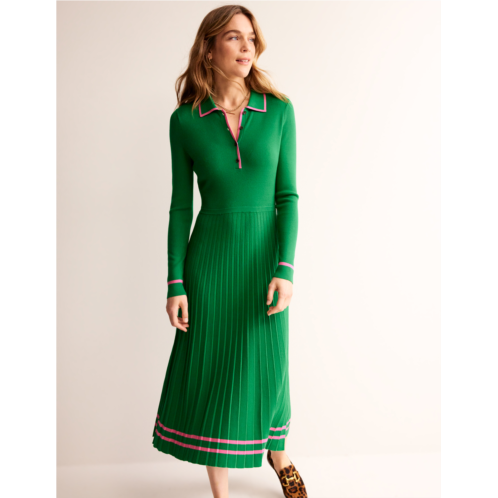 Boden Mollie Pleated Knitted Dress - Green Sangria Sunset