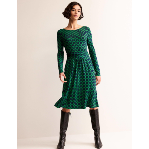 Boden Abigail Jersey Dress - Green, Diamond Terrace