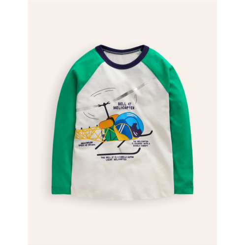 Boden Printed Logo Raglan T-Shirt - Topaz Green Helicopter