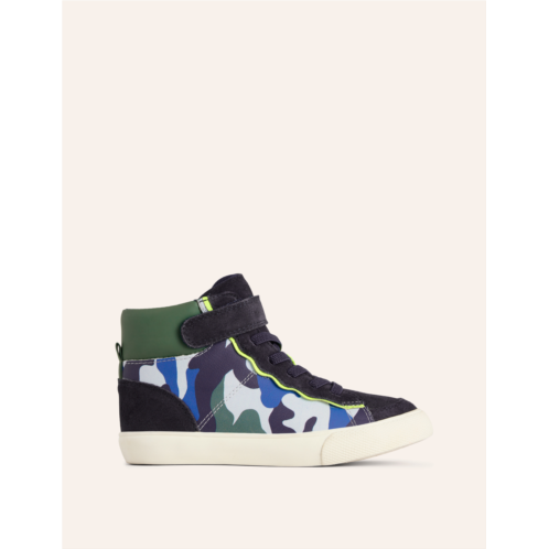 Boden Leather High Tops - Kingfisher Blue Camo