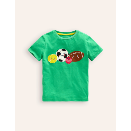 Boden Novelty Sports Balls T-shirt - Pea Green Sports