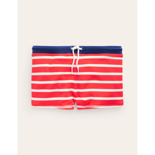 Boden Swim Trunks - Fire Red and Ivory