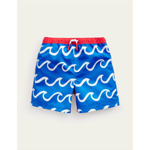 Boden Swim Shorts - Greek Blue Shark Wave