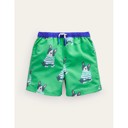 Boden Swim Shorts - Pea Green Dogs