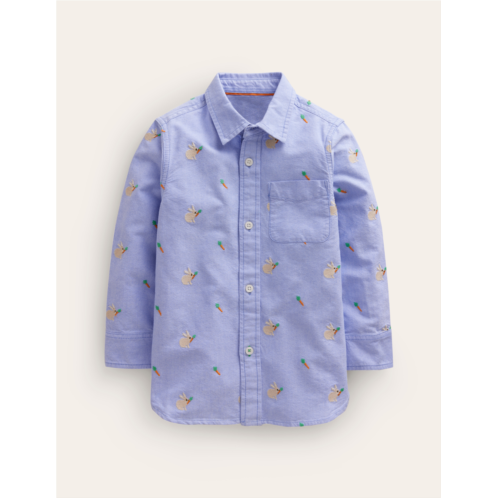 Boden Embroidered Oxford Shirt - Blue Bunny Embroidery