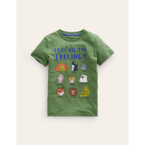 Boden Feel The Feelings T-shirt - Safari Green Animals