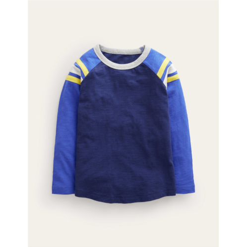 Boden Long Sleeve Raglan T-shirt - College Navy/Dazzling Blue