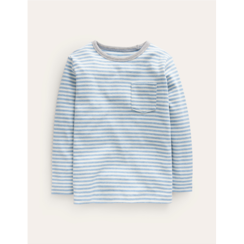 Boden Cosy Brushed Top - Duck Egg Blue/Ivory