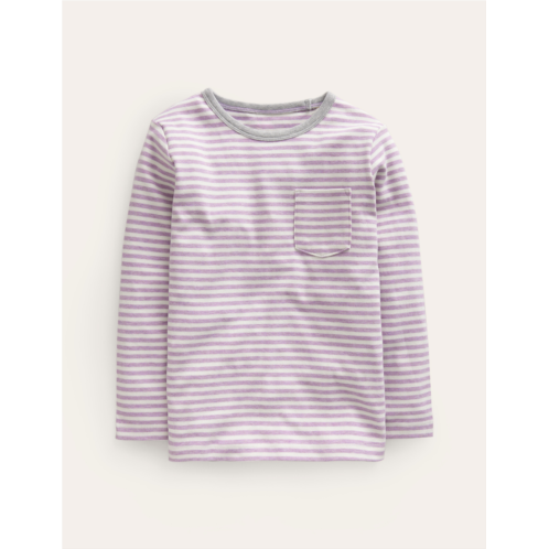 Boden Cosy Brushed Top - Soft Lilac/Ivory