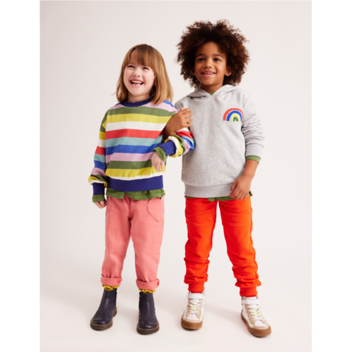 Boden Applique Rainbow Hoodie - Silver Marl Rainbow