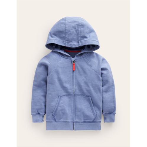 Boden Garment Dye Zip-Through Hoodie - Dusty Blue