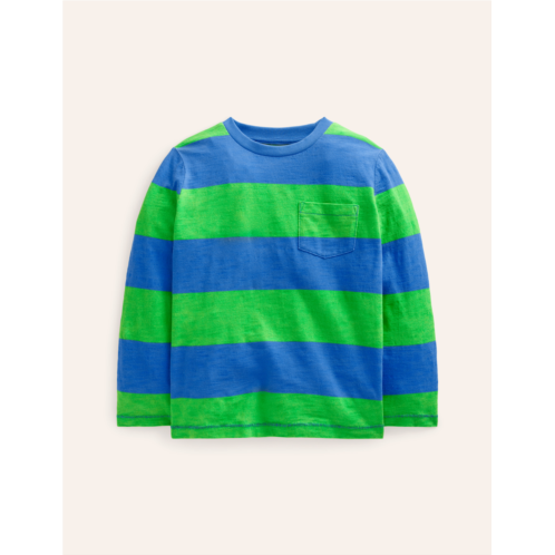 Boden Everyday Long Sleeve T-Shirt - Greek Blue/ Green