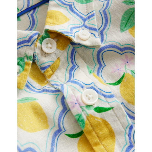 Boden Cotton Linen Shirt - Yellow Lemon Gove