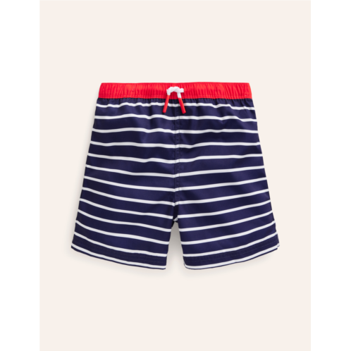 Boden Swim Shorts - College Navy and Ivory Stripe