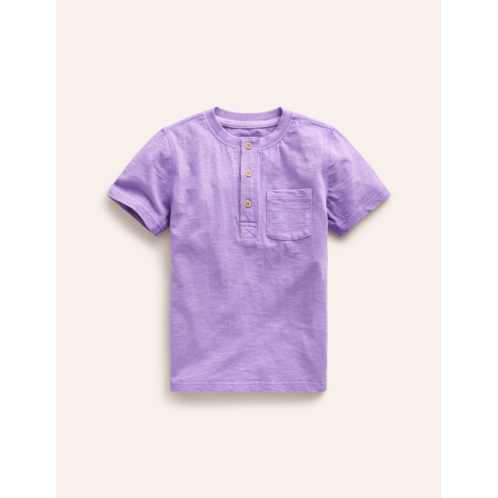 Boden Washed Cotton Henley T-shirt - Soft Lavender