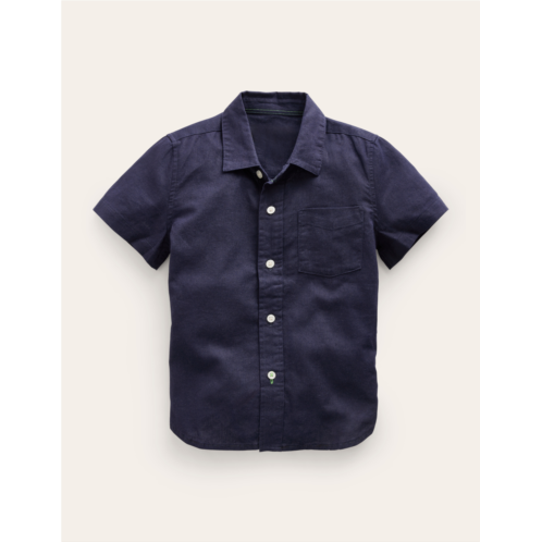 Boden Cotton Linen Shirt - Navy