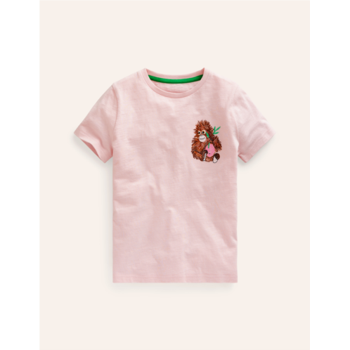 Boden Superstitch Logo T-Shirt - French Pink Orangutan