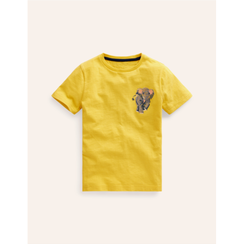Boden Superstitch Logo T-Shirt - Zest Yellow Elephant