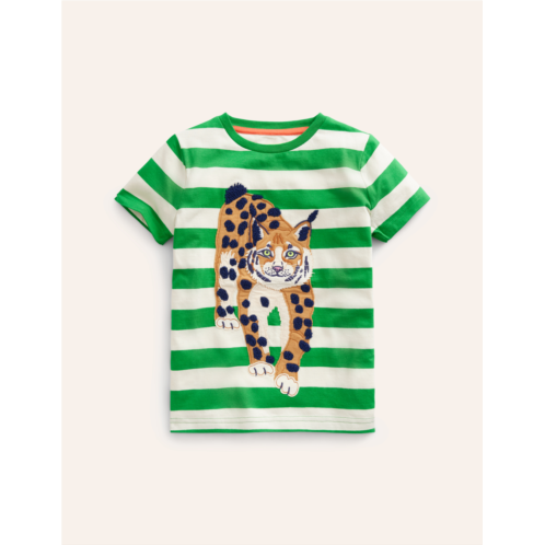 Boden Big Applique Logo T-shirt - Runner Bean Green/ Ivory Lynx