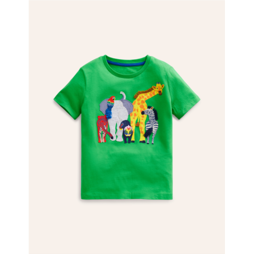 Boden Funny Animal T-shirt - Sapling Green Animals