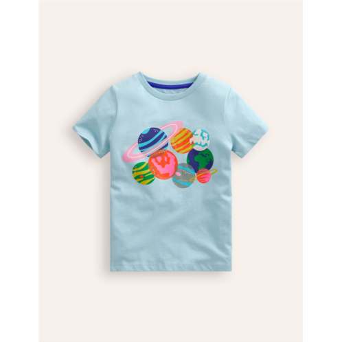 Boden Riso Printed T-shirt - Vintage Blue Planets