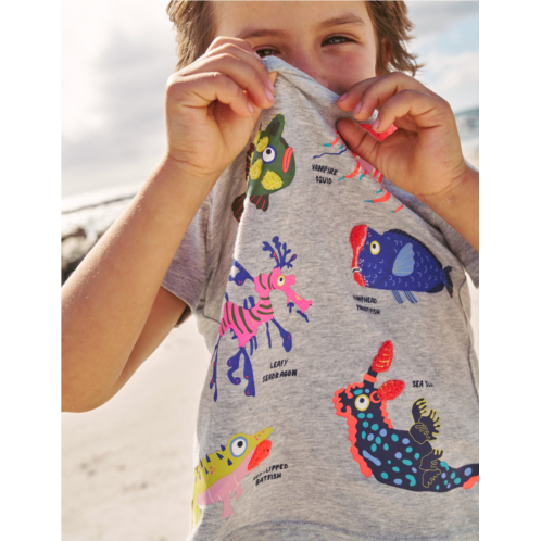 Boden Weird & Wonderful Fish T-shirt - Grey Marl Weird Fish