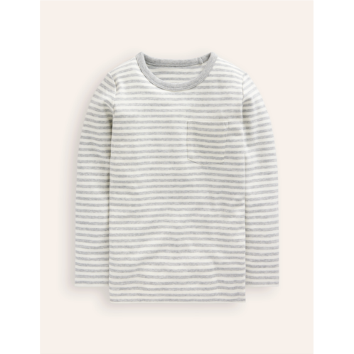 Boden Cosy Stripe Top - Grey/Ivory