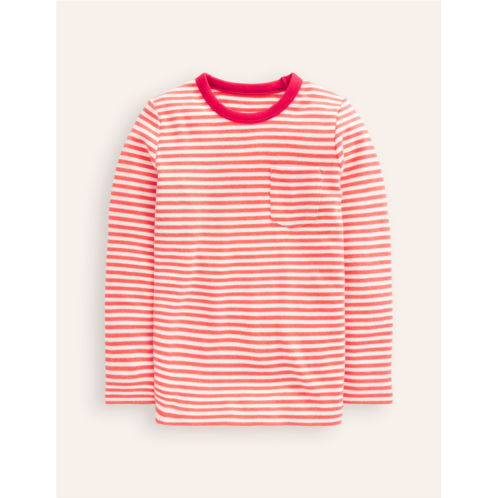 Boden Cosy Stripe Top - Ivory/Strawberry Tart Red