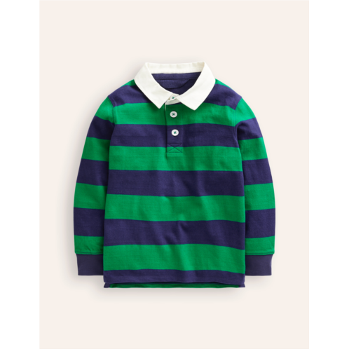 Boden Classic Rugby Shirt - College Navy/ Highland Green